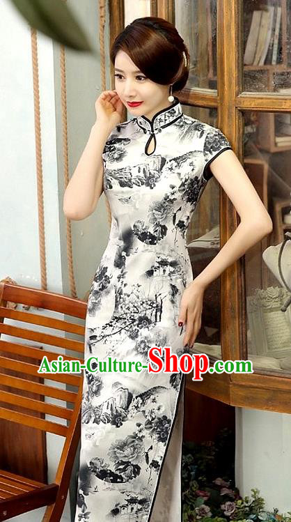 Traditional Ancient Chinese Young Women Cheongsam Dress Republic of China Tangsuit Stand Collar Blouse Dress Tang Suit Clothing