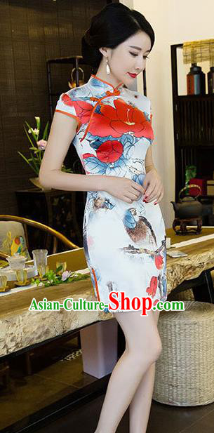 Traditional Ancient Chinese Young Women Cheongsam Dress Republic of China Tangsuit Stand Collar Blouse Dress Tang Suit Clothing