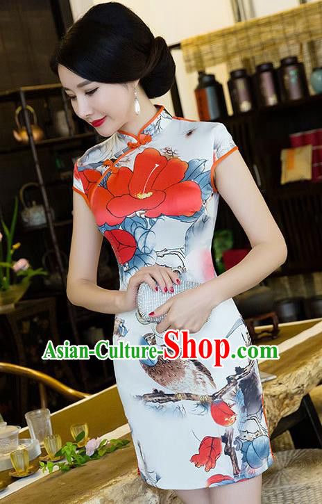 Traditional Ancient Chinese Young Women Cheongsam Dress Republic of China Tangsuit Stand Collar Blouse Dress Tang Suit Clothing