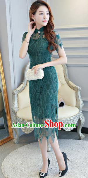 Traditional Ancient Chinese Young Women Cheongsam Dress Republic of China Tangsuit Stand Collar Blouse Dress Tang Suit Clothing