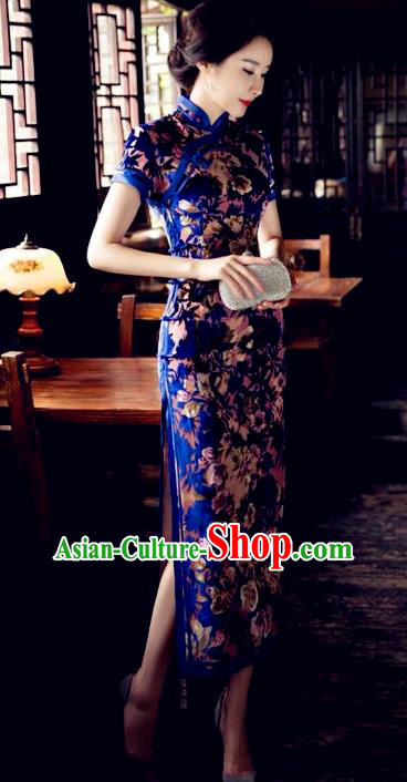 Traditional Ancient Chinese Young Women Cheongsam Dress Republic of China Tangsuit Stand Collar Blouse Dress Tang Suit Clothing