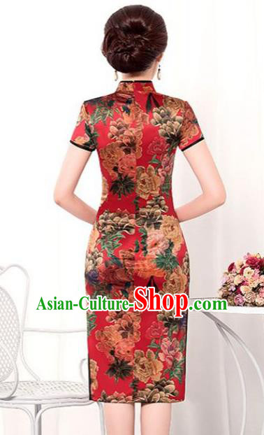 Traditional Ancient Chinese Young Women Cheongsam Dress Republic of China Tangsuit Stand Collar Blouse Dress Tang Suit Clothing