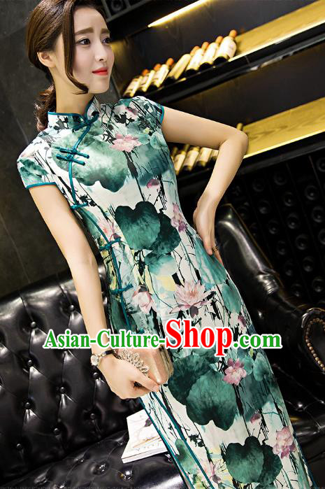 Traditional Ancient Chinese Young Women Cheongsam Dress Republic of China Tangsuit Stand Collar Blouse Dress Tang Suit Clothing