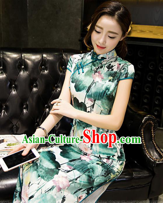 Traditional Ancient Chinese Young Women Cheongsam Dress Republic of China Tangsuit Stand Collar Blouse Dress Tang Suit Clothing