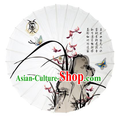 Chinese Traditional Paper Umbrella Folk Dance Handmade Painting Orchid Oil-paper Umbrella Yangko Umbrella