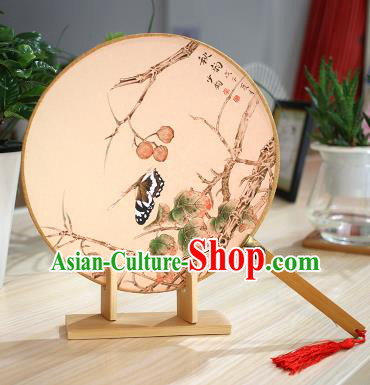 Chinese Traditional Round Fans Handmade Painting Butterfly Circular Fan China Ancient Palace Fans