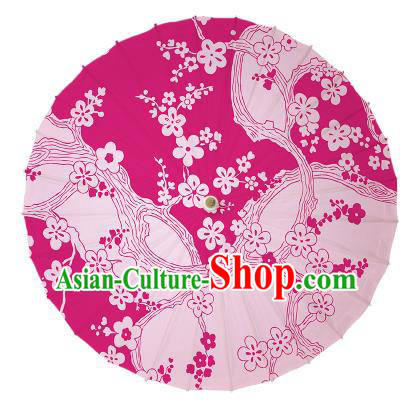 Chinese Traditional Paper Umbrella Folk Dance Handmade Painting Oriental Cherry Rosy Oil-paper Umbrella Kimono Umbrella