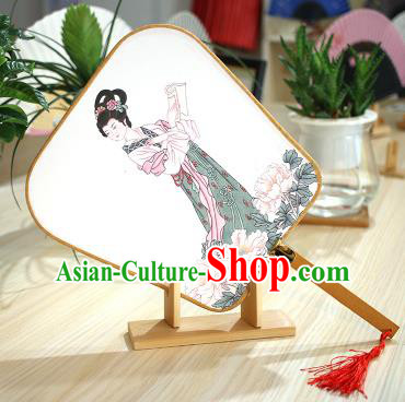 Chinese Traditional Printing Hanfu Fans Handmade Square Fan China Ancient Palace Dance Fans