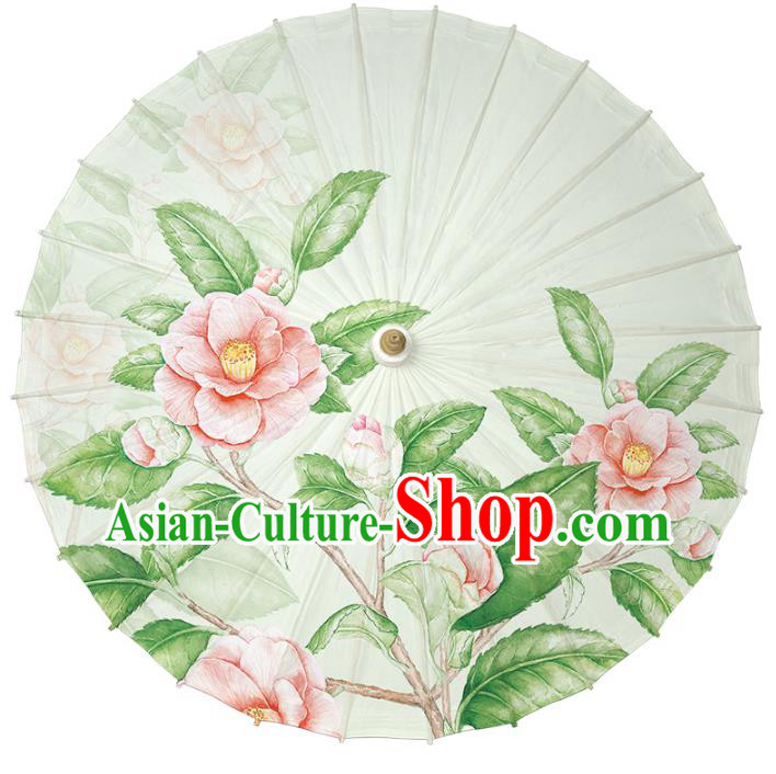 Chinese Traditional Artware Paper Umbrella Classical Dance Umbrella Printing Camellia Oil-paper Umbrella Handmade Umbrella