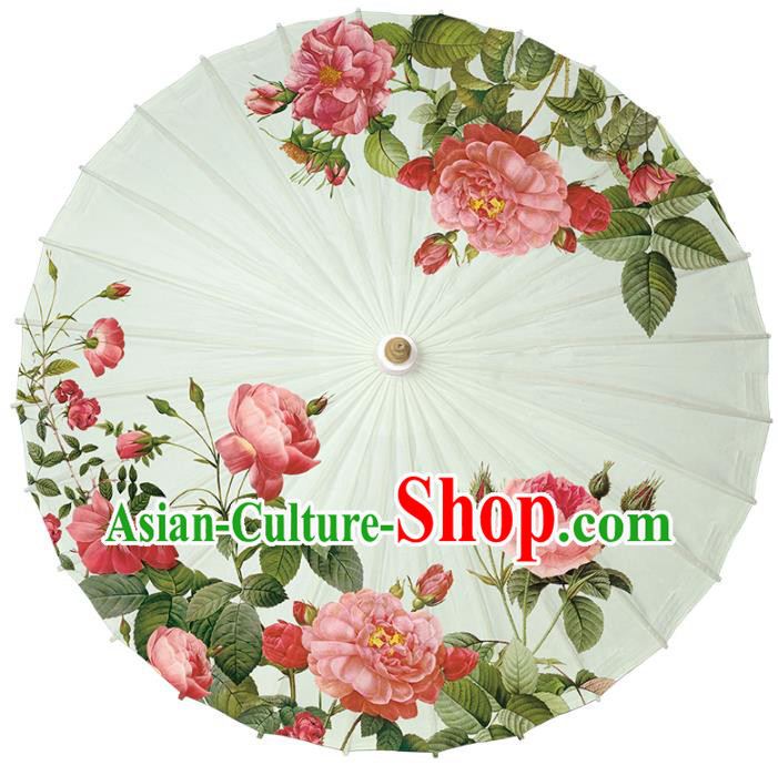Chinese Traditional Artware Paper Umbrella Classical Dance Umbrella Printing Red Peony Oil-paper Umbrella Handmade Umbrella