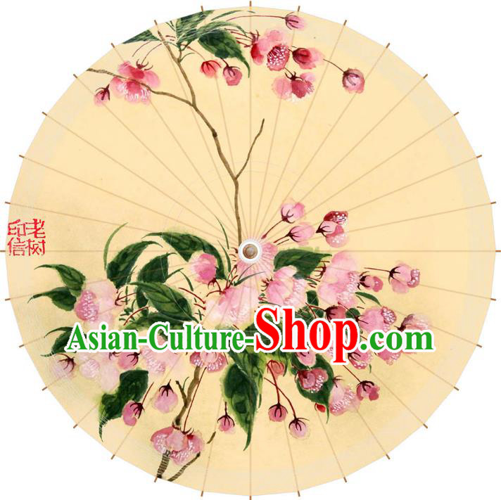 Chinese Traditional Artware Paper Umbrella Printing Flowers Oil-paper Umbrella Handmade Umbrella