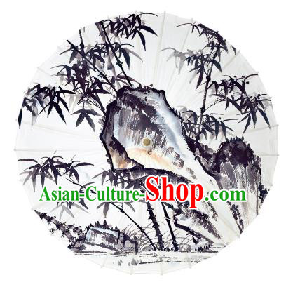 Chinese Traditional Artware Ink Wash Painting Bamboo Leaf Paper Umbrella Oil-paper Umbrella Handmade Umbrella