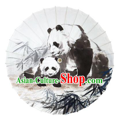 Chinese Traditional Artware Paper Umbrellas Ink Wash Painting Panda Oil-paper Umbrella Handmade Umbrella
