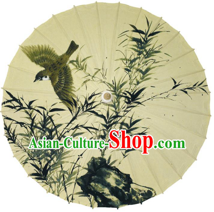 Chinese Traditional Artware Paper Umbrellas Printing Bamboo Bird Oil-paper Umbrella Handmade Umbrella