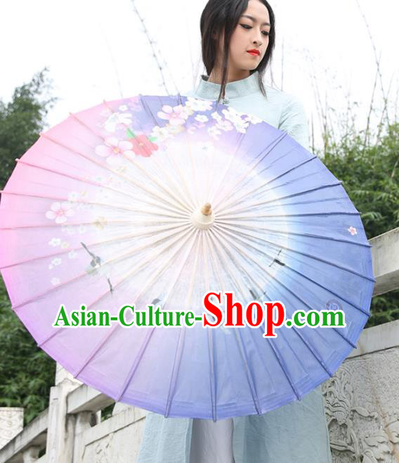 Chinese Traditional Artware Paper Umbrellas Printing Purple Oil-paper Umbrella Handmade Umbrella