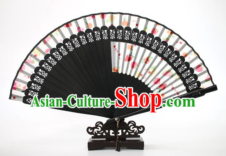Chinese Traditional Artware Handmade Printing Folding Fans White Silk Fans Accordion