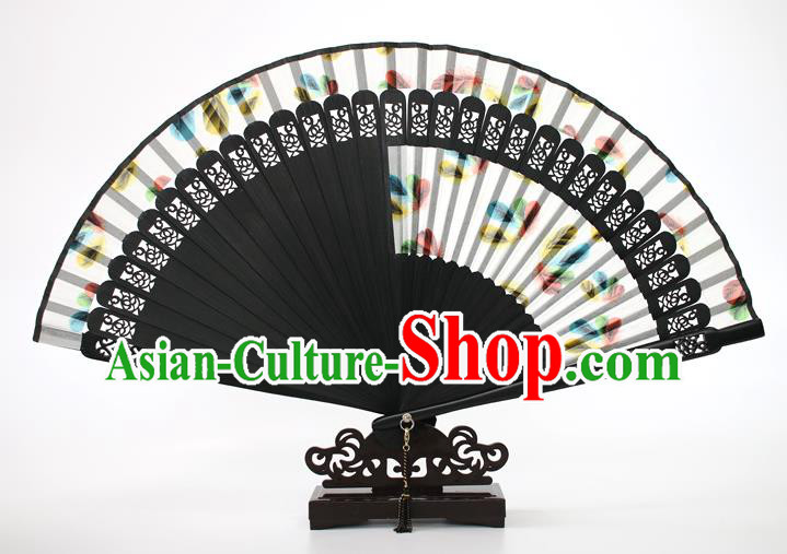 Chinese Traditional Artware Handmade Folding Fans White Silk Fans Accordion