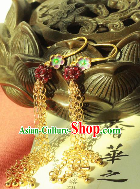Chinese Handmade Classical Accessories Long Tassel Earrings Hanfu Eardrop for Women