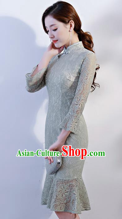 Traditional Ancient Chinese Young Women Cheongsam Dress Republic of China Tangsuit Stand Collar Blouse Dress Tang Suit Clothing