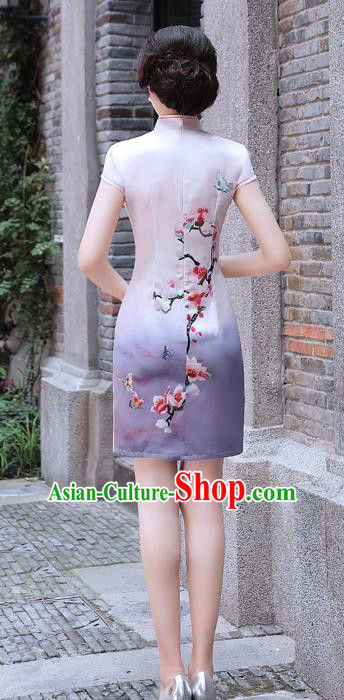 Traditional Ancient Chinese Young Women Cheongsam Dress Republic of China Tangsuit Stand Collar Blouse Dress Tang Suit Clothing