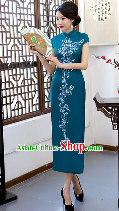 Traditional Ancient Chinese Young Women Cheongsam Dress Republic of China Tangsuit Stand Collar Blouse Dress Tang Suit Clothing