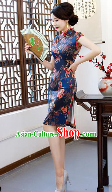 Traditional Ancient Chinese Young Women Cheongsam Dress Republic of China Tangsuit Stand Collar Blouse Dress Tang Suit Clothing