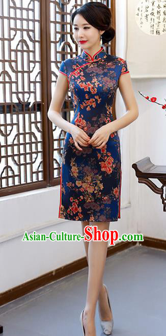 Traditional Ancient Chinese Young Women Cheongsam Dress Republic of China Tangsuit Stand Collar Blouse Dress Tang Suit Clothing