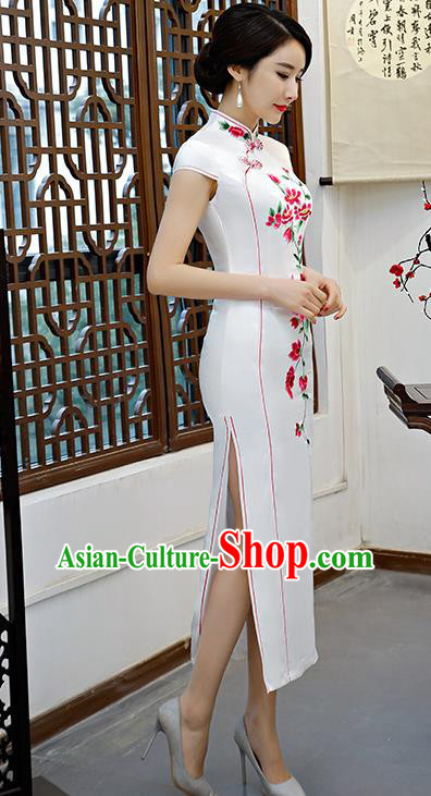 Traditional Ancient Chinese Young Women Cheongsam Dress Republic of China Tangsuit Stand Collar Blouse Dress Tang Suit Clothing