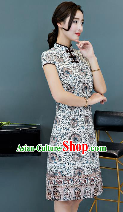 Traditional Ancient Chinese Young Women Cheongsam Dress Republic of China Tangsuit Stand Collar Blouse Dress Tang Suit Clothing