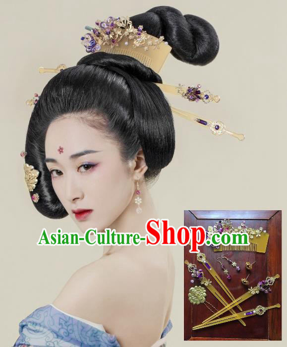 Traditional Chinese Ancient Palace Lady Hair Accessories Hairpins Hair Comb Complete Set for Women