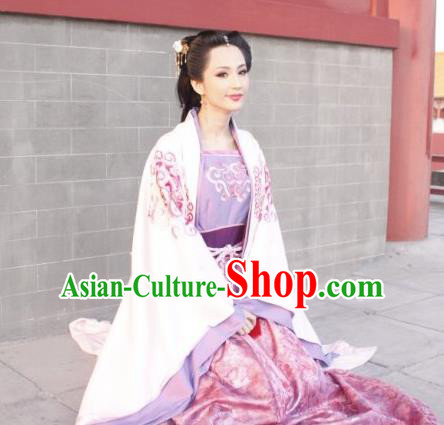 Chinese Ancient Tang Dynasty Empress Wang of Li Zhi Embroidered Hanfu Dress Replica Costume for Women