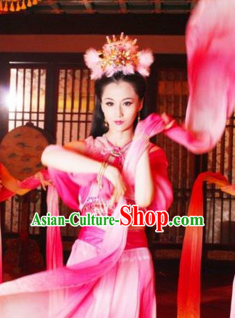 Chinese Ancient Sui Dynasty Imperial Consort Chen Embroidered Hanfu Dress Replica Costume for Women