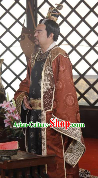 Chinese Ancient Sui Dynasty Royal Highness Li Zhenzong Embroidered Replica Costume for Men
