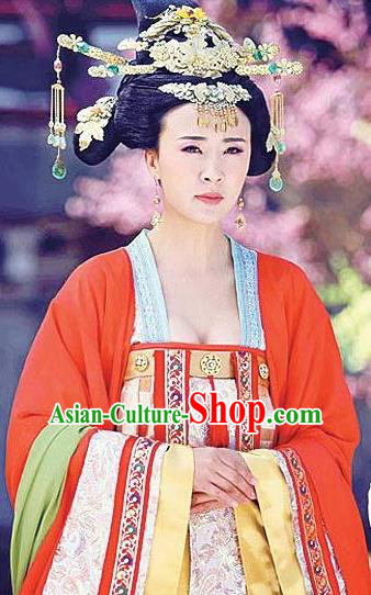 Traditional Chinese Ancient Tang Dynasty Palace Lady Shangguan Waner Embroidered Replica Costume for Women