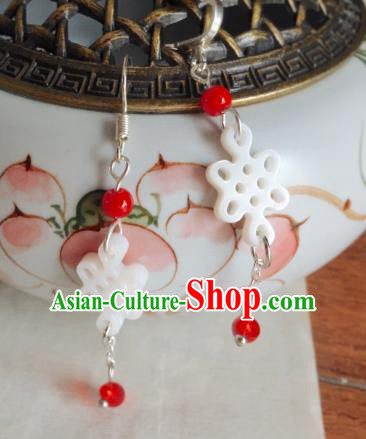 Traditional Chinese Ancient Jewelry Accessories Jade Chinese Knots Earrings Eardrop for Women