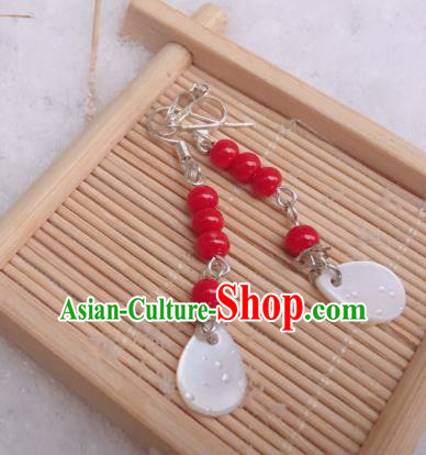 Traditional Chinese Ancient Jewelry Accessories Red Beads Earrings Eardrop for Women