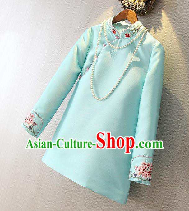 Traditional Ancient Chinese Young Women Cheongsam Dress Republic of China Tangsuit Stand Collar Blouse Dress Tang Suit Clothing