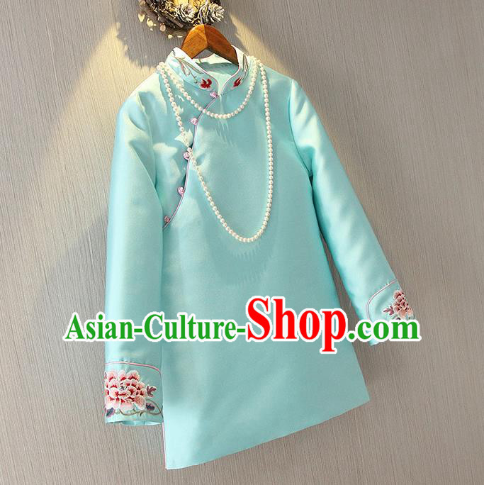 Traditional Ancient Chinese Young Women Cheongsam Dress Republic of China Tangsuit Stand Collar Blouse Dress Tang Suit Clothing
