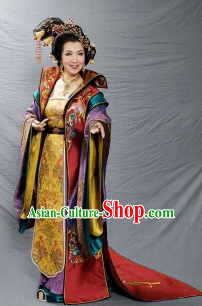 Traditional Chinese Tang Dynasty Empress Dowager Embroidered Dress Replica Costume for Women