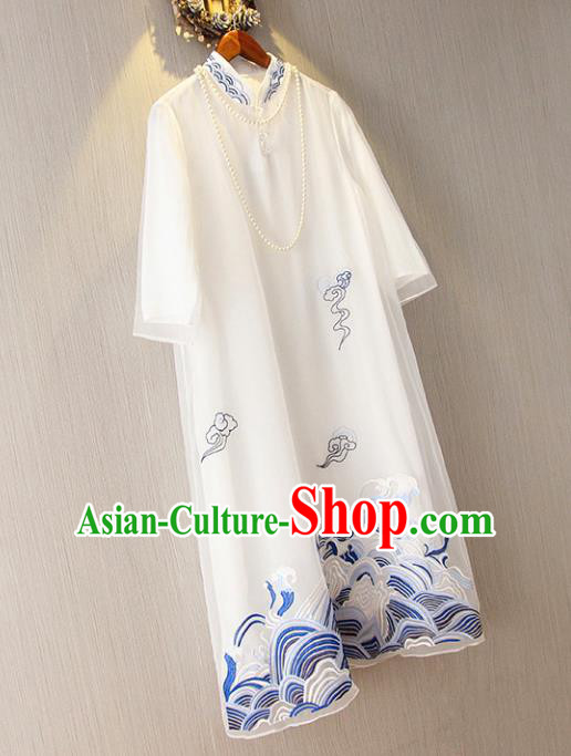 Traditional Ancient Chinese Young Women Cheongsam Dress Republic of China Tangsuit Stand Collar Blouse Dress Tang Suit Clothing