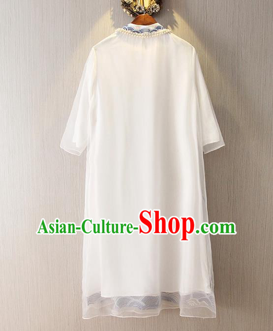 Traditional Ancient Chinese Young Women Cheongsam Dress Republic of China Tangsuit Stand Collar Blouse Dress Tang Suit Clothing