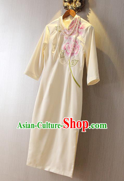 Traditional Ancient Chinese Young Women Cheongsam Dress Republic of China Tangsuit Stand Collar Blouse Dress Tang Suit Clothing