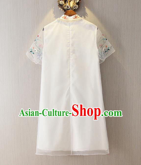 Traditional Ancient Chinese Young Women Cheongsam Dress Republic of China Tangsuit Stand Collar Blouse Dress Tang Suit Clothing