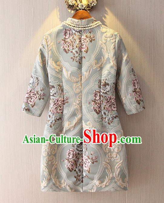 Traditional Ancient Chinese Young Women Cheongsam Dress Republic of China Tangsuit Stand Collar Blouse Dress Tang Suit Clothing