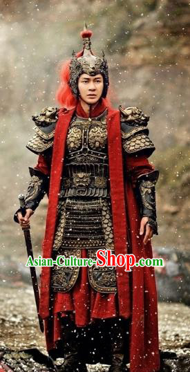 Chinese Tang Dynasty General Military Officer Li Mu Replica Costumes Helmet and Armour for Men