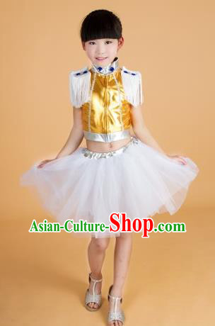 Chinese Classical Stage Performance Modern Dance Costume, Children Jazz Dance Bubble Dress for Kids