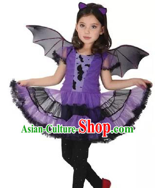 Children Halloween Dance Costume Cosplay Clothing Purple Dress for Kids