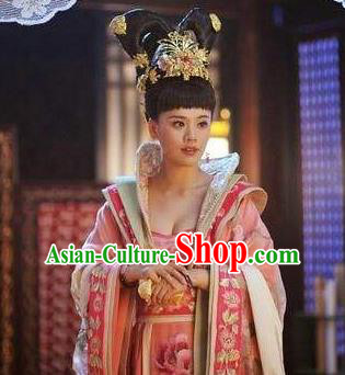 Traditional Chinese Ancient Palace Lady Costume, Tang Dynasty Imperial Consort Helan Minyue Replica Costume for Women