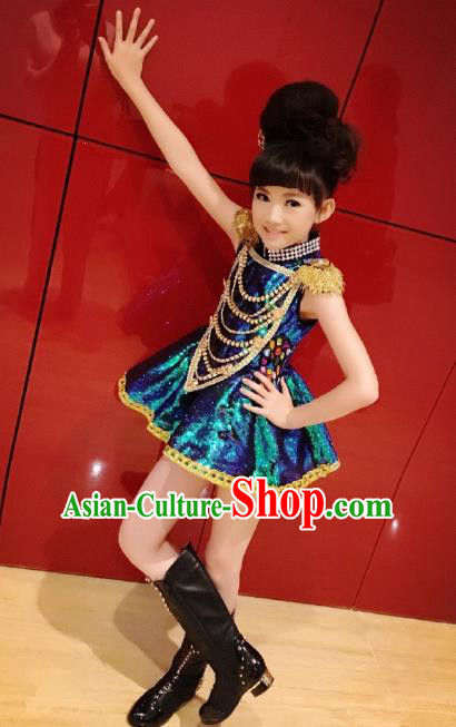 Top Grade Stage Performance Jazz Dance Costume, Professional Compere Modern Dance Dress for Kids