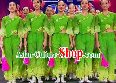 Chinese Traditional Folk Dance Costume Yangge Dance Green Uniform Classical Dance Yangko Clothing for Women
